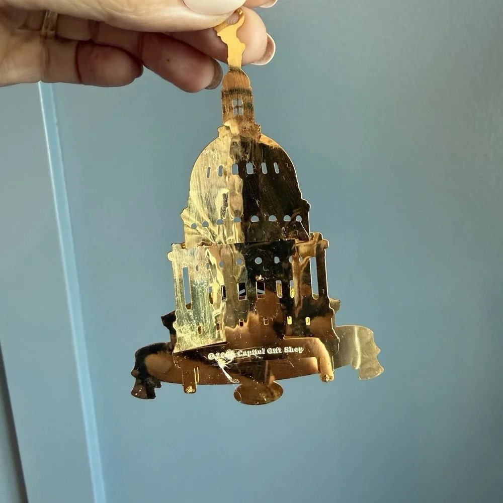 Texas State Capitol Metal Christmas Ornaments 2005 2007‎ Gift Shop Lot of 2 F/W